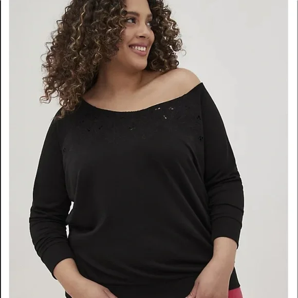 torrid Sweaters Torrid Nwt Black Lace Embroidered Off Shoulder